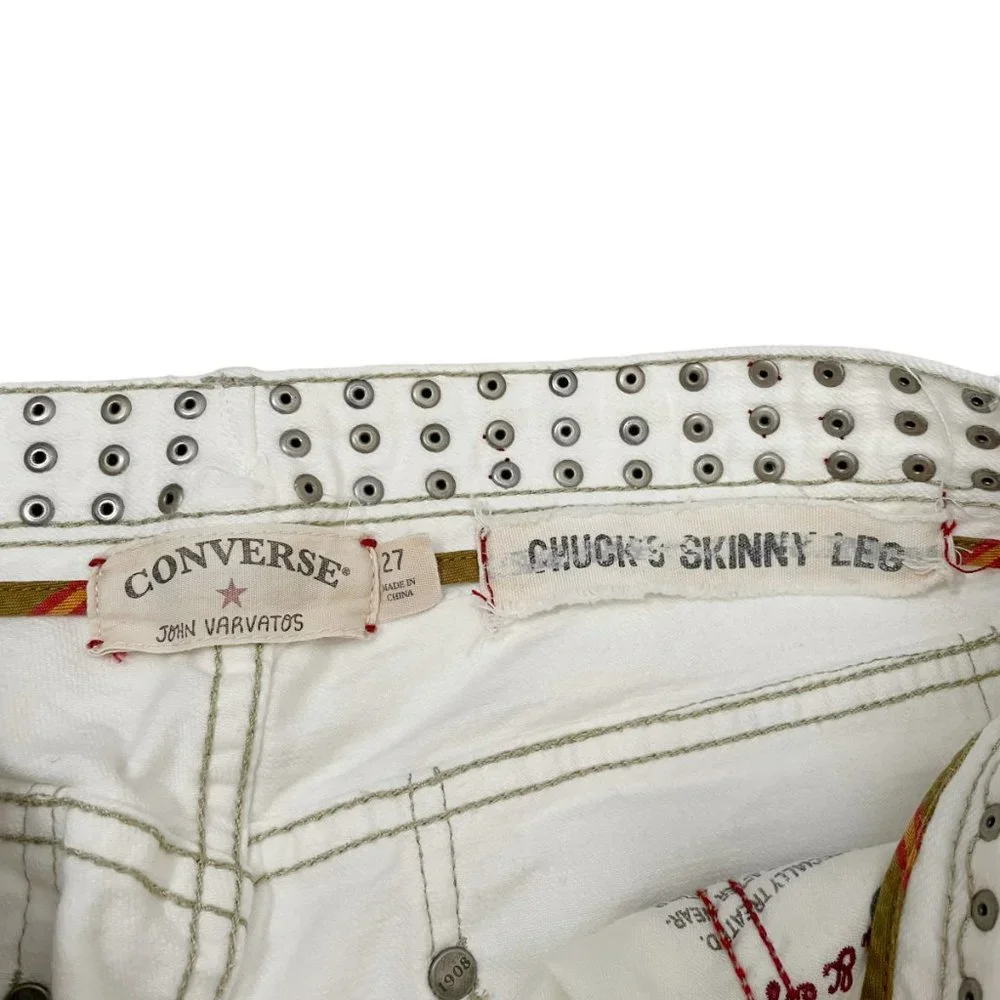 John Varvatos X Converse Men’s Chuck’s Skinny Leg Studded White Jeans 27x30”